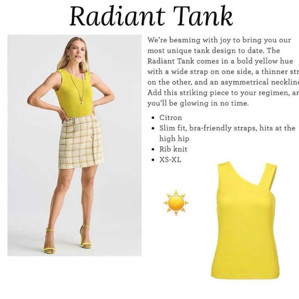 NWT| CAbi 6354 Radiant Citron Tank